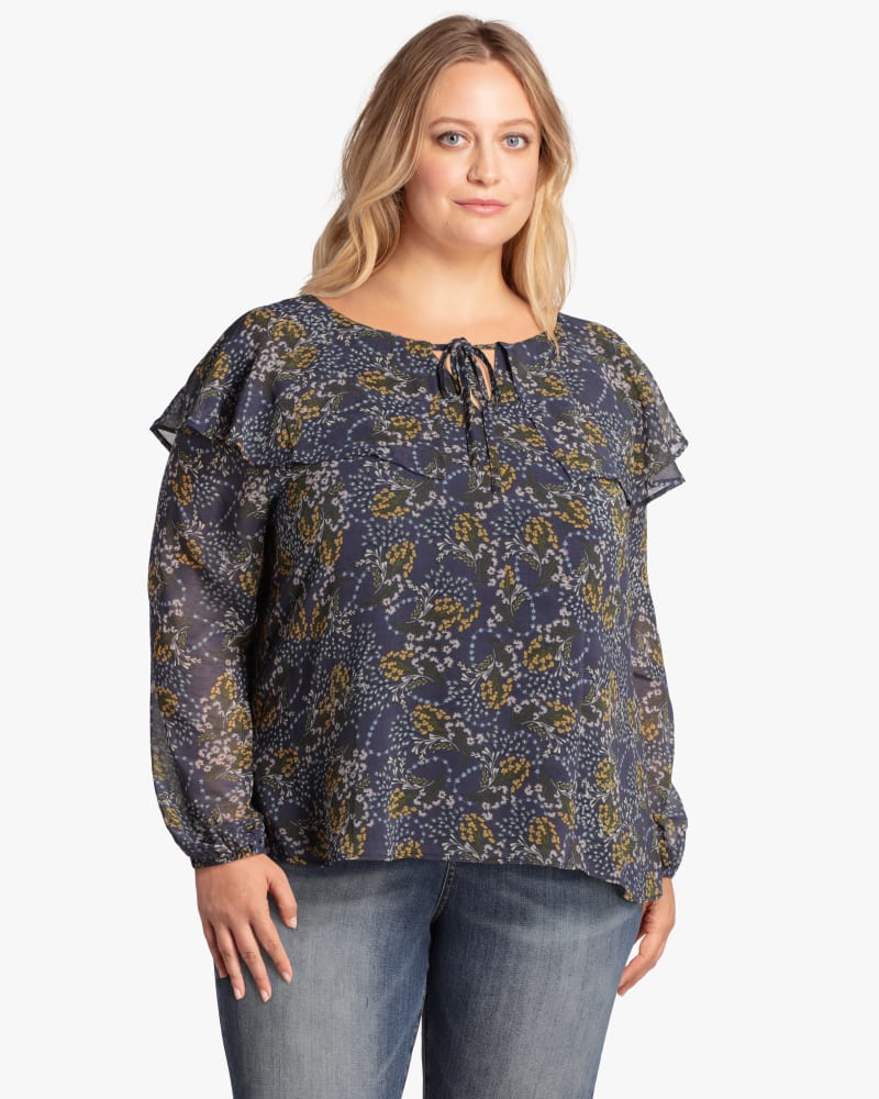 Front of plus size Charlotte Chiffon Ruffle Blouse by Downing Studio | Dia&Co | dia_product_style_image_id:124122